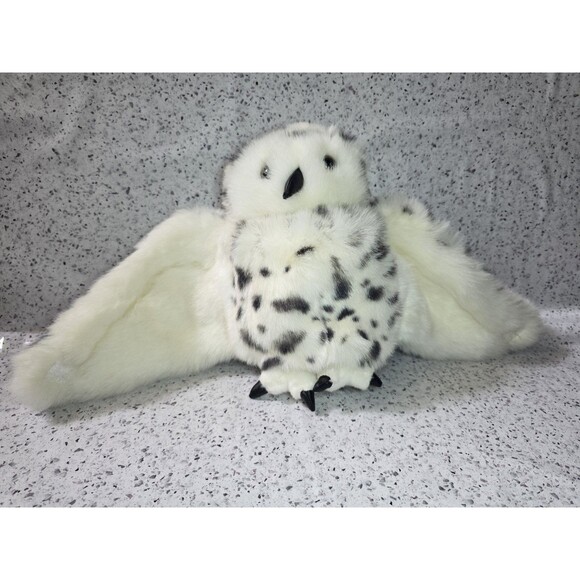 Folkmanis Black Spotted Snowy Owl Plush Full Body Hand Puppet Head Rotate - Picture 1 of 11